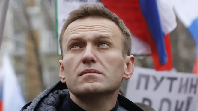 Alexei Navalny, pictured at a rally in memory of assassinated politician Boris Nemtsov, was detained last week