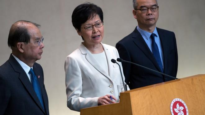 林鄭月娥多次強調，建議和撤回修訂《逃犯條例》的決定都是由香港政府作出，與北京政府無關。