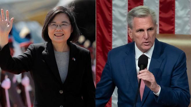 Taiwan president Tsai Ing-wen and American speaker of the United States House of Representatives Kevin McCarthy