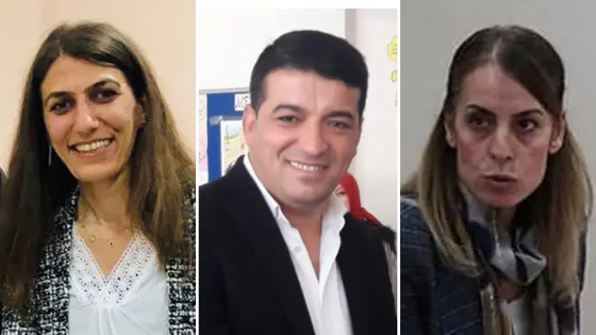 Kocaköy Belediyesi Eş Başkanı Rojda Nazlıer (solda), Bismil Belediyesi Eş Başkanı Orhan Ayaz (ortada) ve Kayapınar Belediye Başkanı Keziban Yılmaz dün gözaltına alınmışlardı.