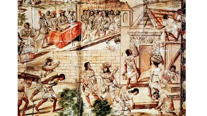 Ilustración de la llegada de los europeos