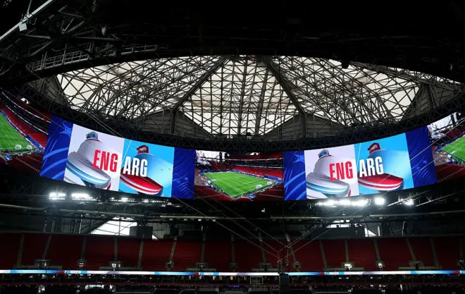 Estádio de Atlanta preparado para a semifinal entre Inglaterra e Argentina