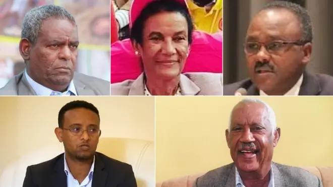 አቶ አባይ ወልዱ፣ ወ/ሮ ቅዱሳን ነጋ፣ አብረሃም ተከስተ (ዶ/ር)፣ ሰለሞን ኪዳነ (ዶ/ር) እና አቶ ስብሐት ነጋ