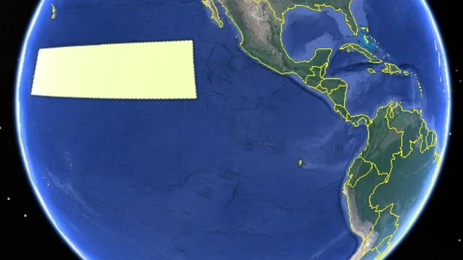 La franja amarilla representa la zona Clarion-Clipperton.