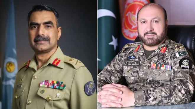 ہیلی کاپٹر پر کور کمانڈر کوئٹہ لیفٹیننٹ جنرل سرفراز علی (بائیں) اور ڈائریکٹر جنرل پاکستان کوسٹ گارڈز میجر جنرل امجد حنیف ستی (دائیں) سمیت چھ افراد سوار تھے