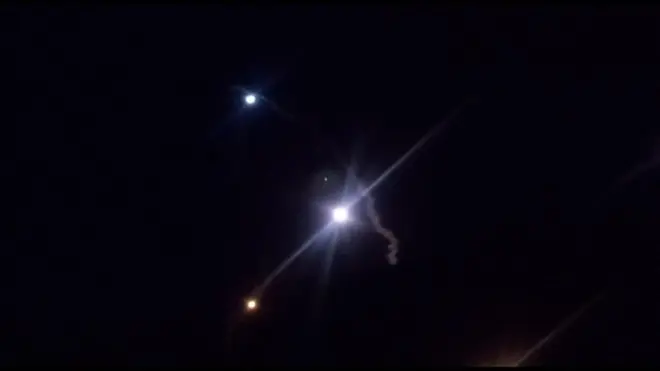 This footage, reportedly of the missile attack, was shown on Iranian state TV