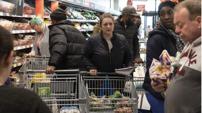 Shoppers in a supermarket