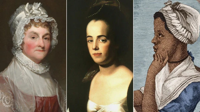 Abigail Adams, Judith Sargent Murray y Phillis Wheatley.