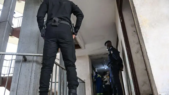 Ivorian security forces bin patrol one student campus for Cocody, Abidjan, on 7 October.