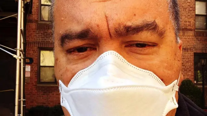 Anthony Almojera in a mask