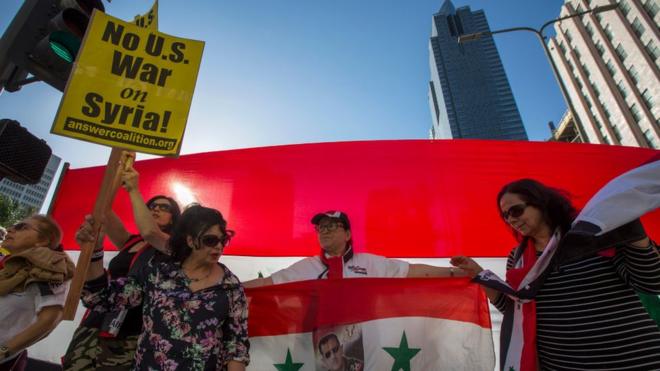 Protesto em Los Angeles contra guerra na Síria