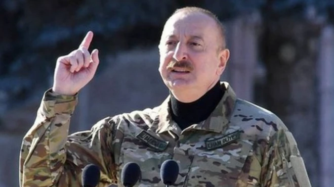 President Ilham Aliyev in military camoflage uniform