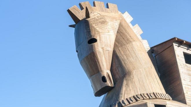 Una réplica del caballo de Troya en Turquía.
