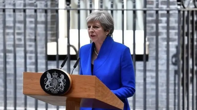Theresa May speaking in Downing Street