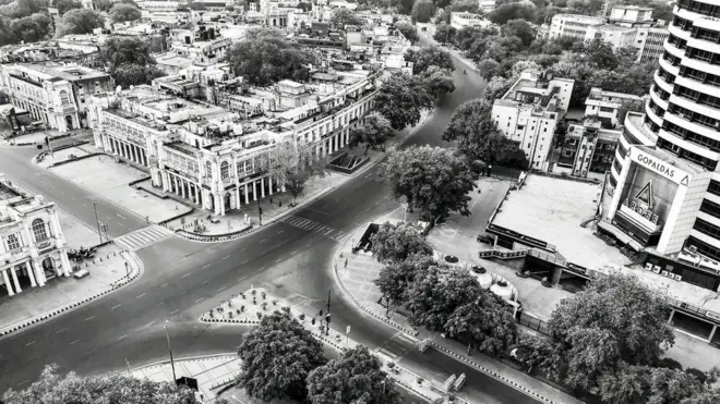 सेंट्रल दिल्ली के कनॉट प्लेस का नज़ारा