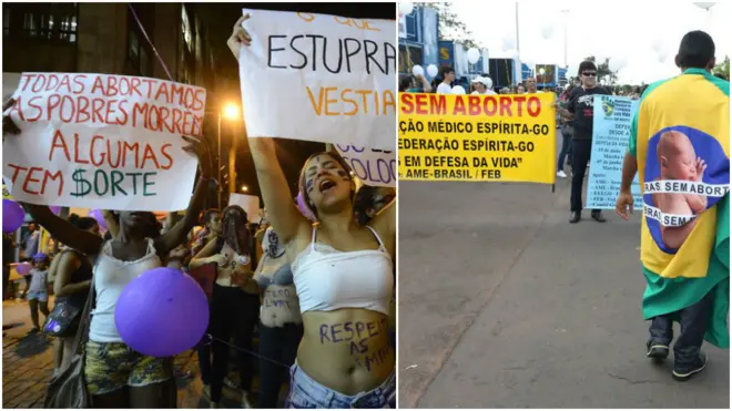 Protestos a favor e contra o aborto