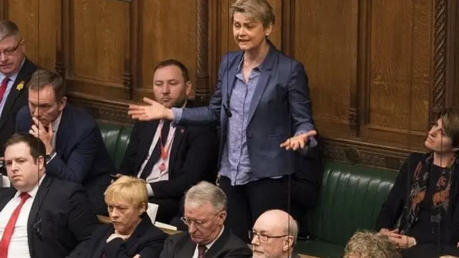 Labour's Yvette Cooper speaking in Parliament on Monday