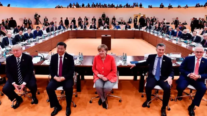 Tổng thống Mỹ Donald Trump, Chủ tịch TQ Tập Cận Bình, Thủ tướng Đức Angela Merkel, Tổng thống Argentinia Mauricio Macri và Thủ tướng Úc Malcolm Turnbull tại Hội nghị G20 tại Đức 7/2017