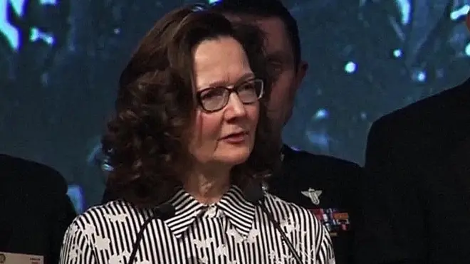 Videograb of Gina Haspel at the 2017 William J Donovan Award Dinner