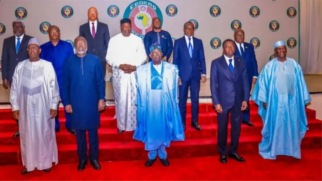Ecowas leaders wey president Bola Tinubu dey lead