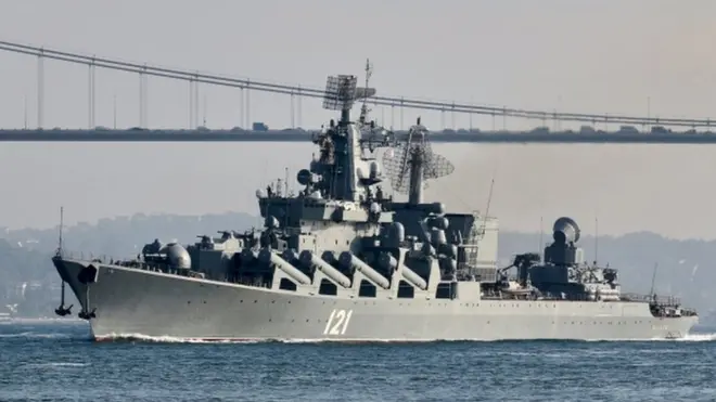 The guided missile cruiser sails through Istanbul in June 2021