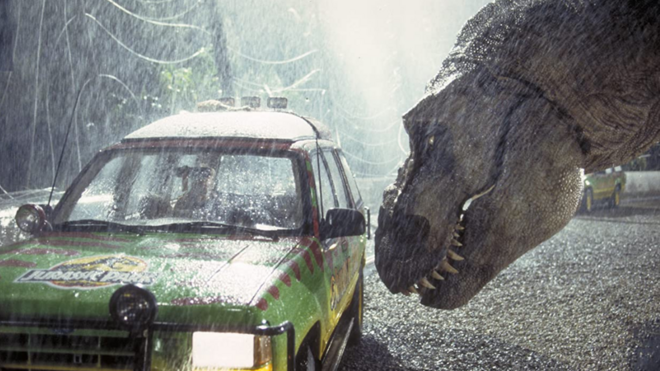 Tiranosaurio empujando un carro