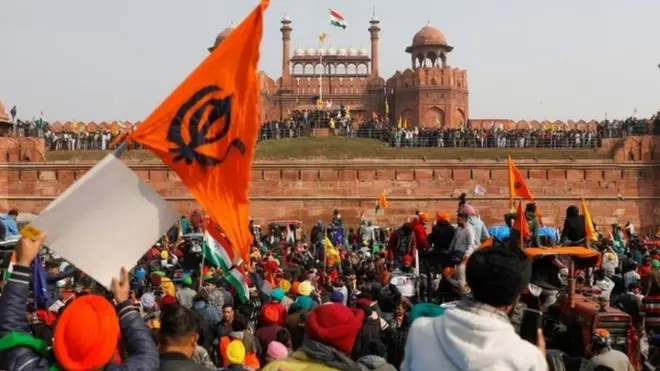 انڈیا، کسان، لال قلعہ، دلی، مظاہرہ