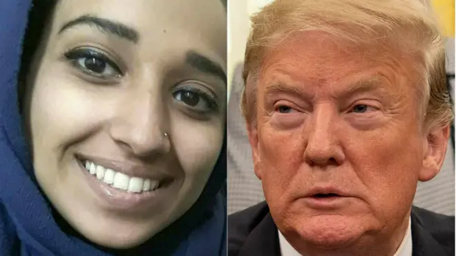 Composite image of Hoda Muthana and Donald Trump