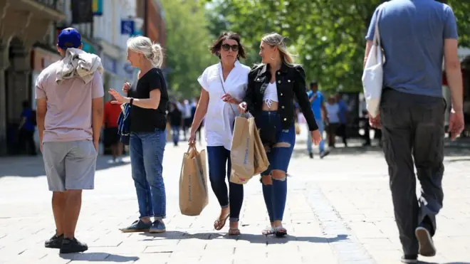 People shopping in Norwich as lockdown is eased in the UK