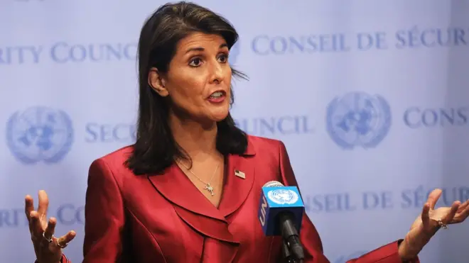 Nikki Haley meminta Iran untuk berkaca pada diri sendiri sebelum menuding negara-negara lain.