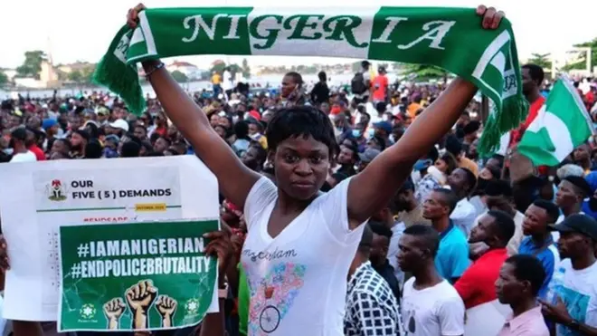 Young Nigerians trooped out to protest police brutality in October 2020, a movement now popularly referred to as End Sars. (Source: Getty Images)