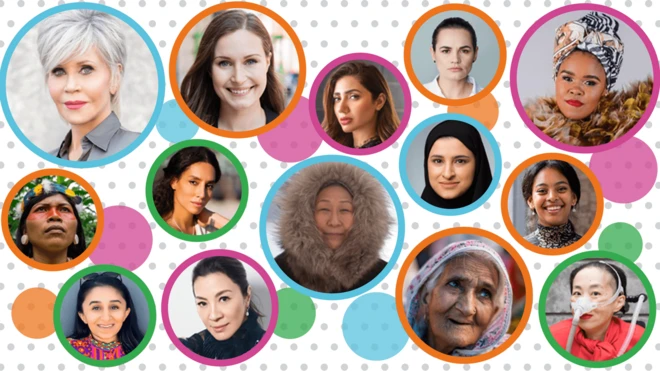 Image shows selection of women from 2020 list