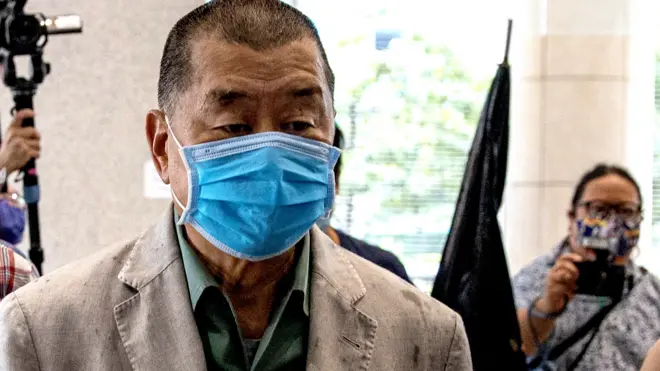 黎智英進入香港西九龍裁判法院（3/9/2020）