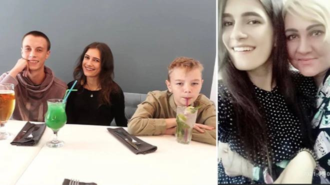 Dari kiri: Sasha, Diana dan Maxim. Lalu Diana dengan ibunya, Irina.