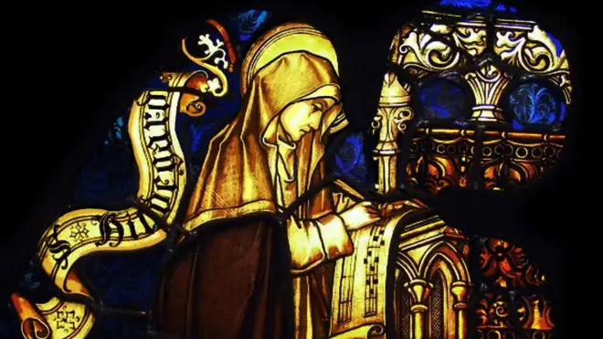 Hildegarda von Bingen. Imagen encontrada en la colección de la Abadía de Eibingen.