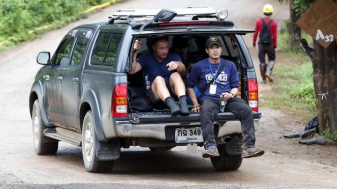 Foreign and Thai rescuers arrive at Tham Luang cave system in Khun Nam Nang Non Forest Park, Chiang Rai province, Thailand, 09 July 2018