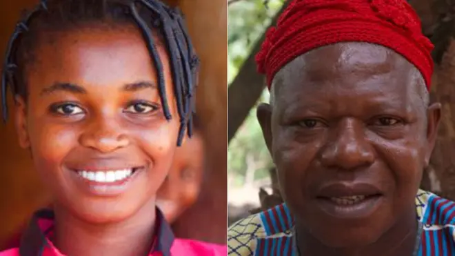 L-R: A student and chief in Ubang, Nigeria