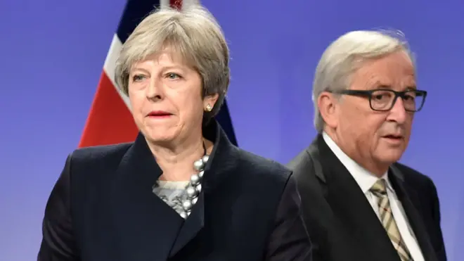 UK PM Theresa May and European Commission chief Jean-Claude Juncker