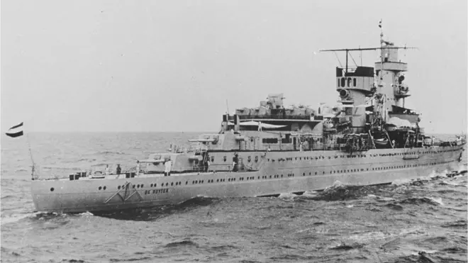 HNLMS De Ruyter with 345 men on board was the flagship of Dutch Rear-Admiral Karel Doorman