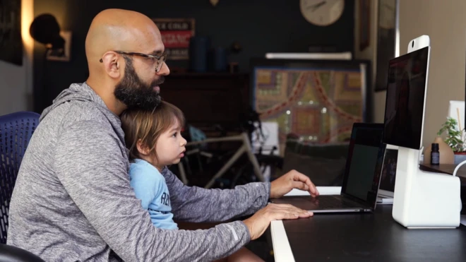 Many people have had to juggle working from home with childcare during the pandemic. Copyright: Facebook