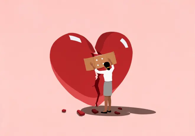 Kalp tamir eden bir kadın ilüstrasyonu