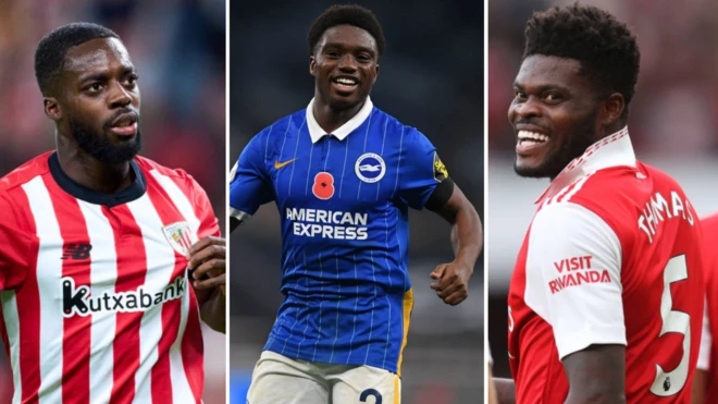 Inaki Williams of Athletico Madrid, Tariq Lamptey of Brighton and Thomas Partey of Arsenal dey among di players wey make de list