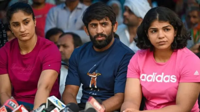 వినేశ్ ఫోగాట్, బజ్‌రంగ్ పునియా, సాక్షి మలిక్