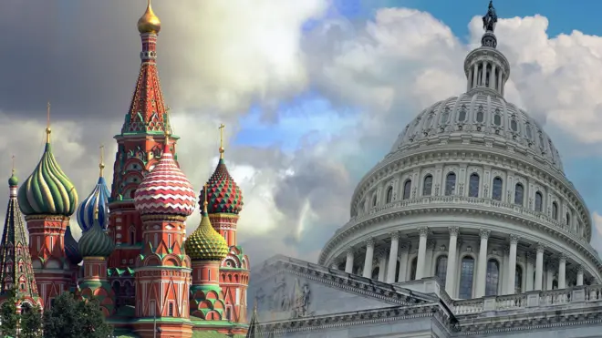 США проти Росії - стокова фотографія