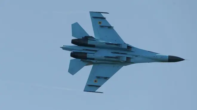 Український винищувач Су-27 під час міжнародних військових навчань "Rapid Trident - 2021". Ілюстративне фото 