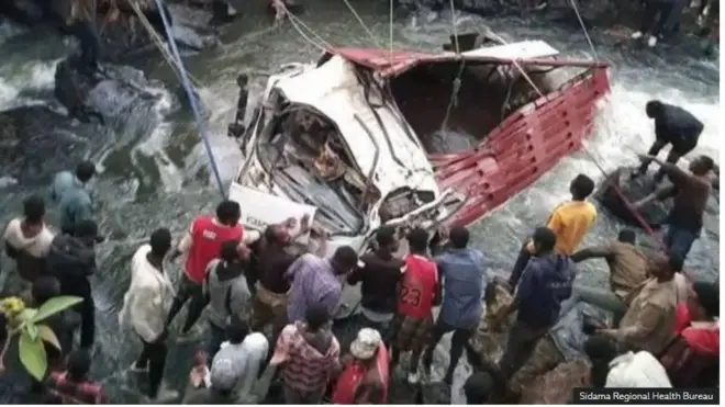 Àwon èrò tó ń gbìyànjú láti yọ ọkọ̀ tó jábọ́ sínú odò