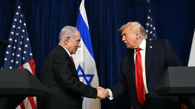 İsrail Başbakanı Binyamin Netanyahu ve ABD Başkanı Donald Trump.