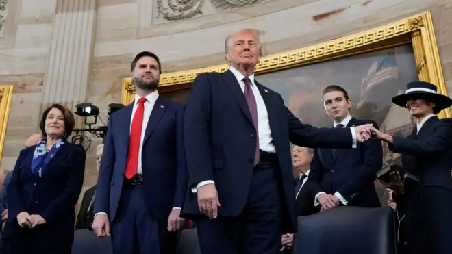 万斯（左）与特朗普（右）在就职典礼上（20/1/2025）