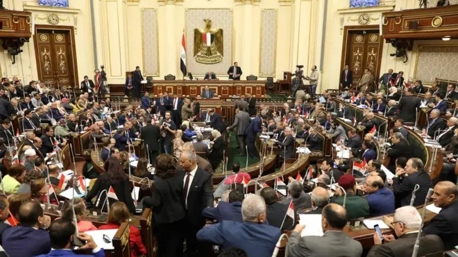 جلسة البرلمان المصري قبل التصويت على التعديلات