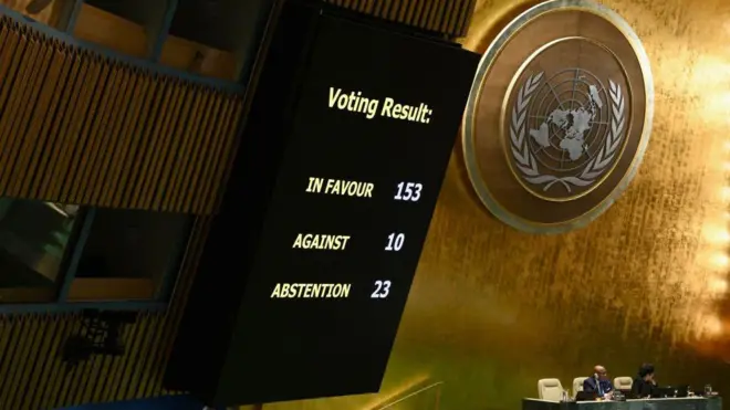 UN General Assembly vote on immediate humanitarian ceasefire for Gaza